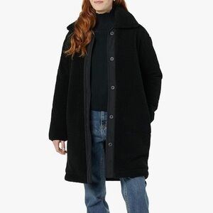 AMAZON ESSENTIALS WOMEN'S OVERSIZED TEDDY SHERPA COAT - SIZE: WOMEN L - BLACK